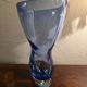 Large krosno vase from poland in blown blue glass, vintage variation.