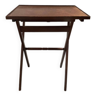 Folding table in varnished beech shaped square served 1970s