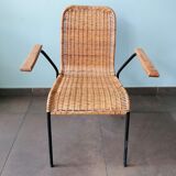 Rattan armchair, metal structure, Germany, 70s