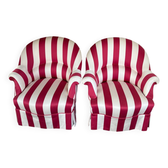 Pair of Rococo style toad armchairs