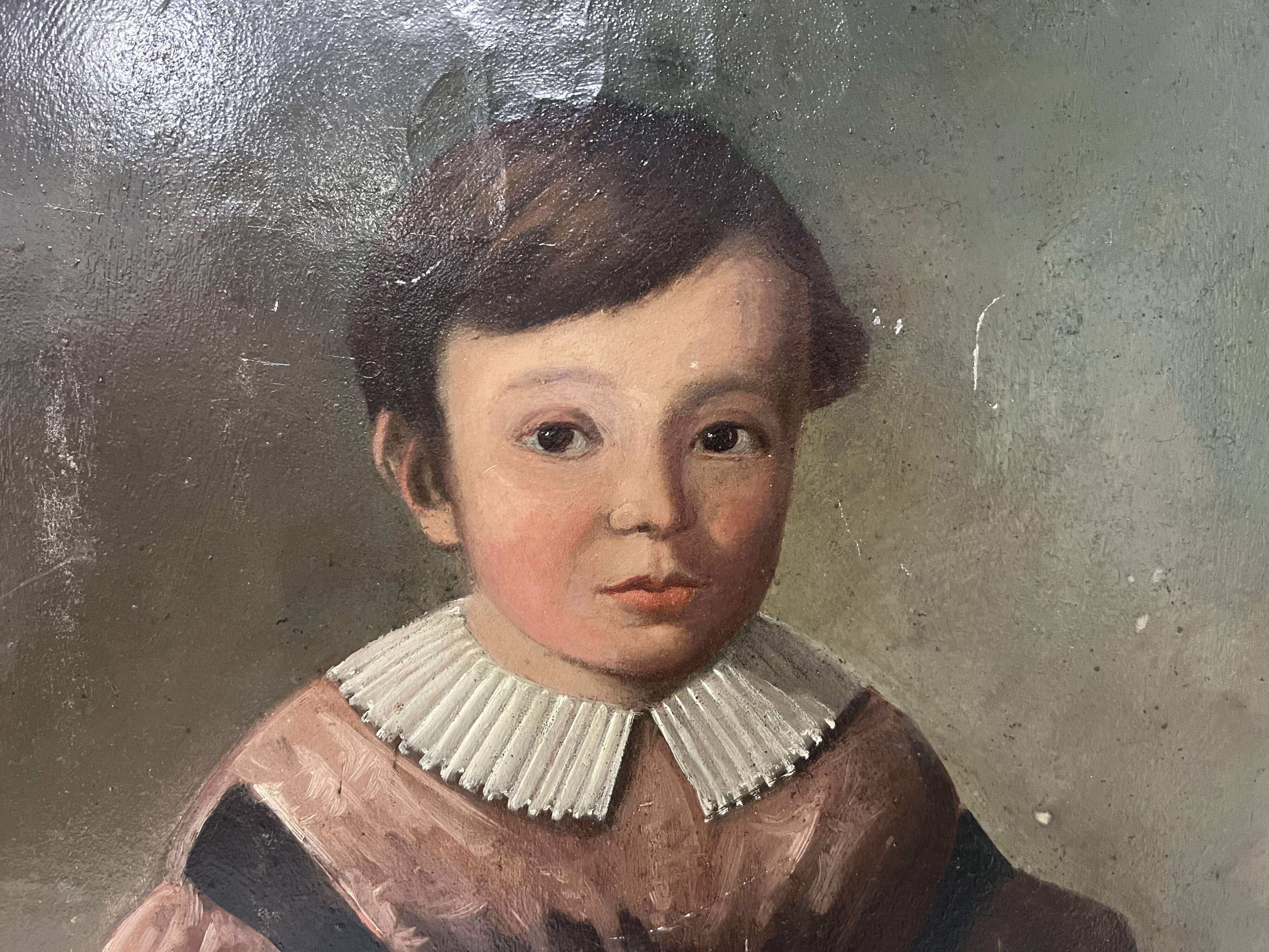Oil on canvas depicting a young child, 19th century