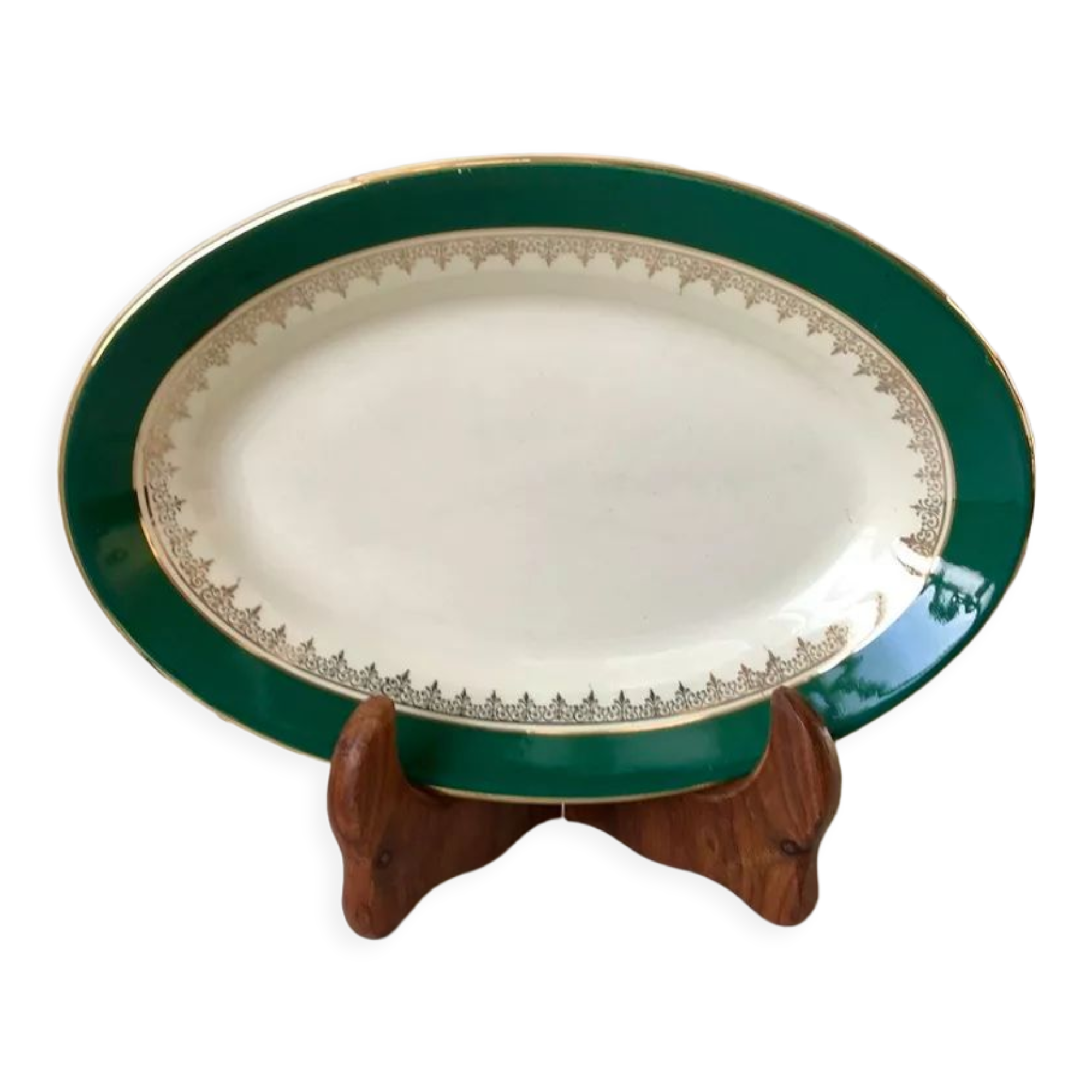Ravier digoin sarreguemines model "martine" green and golden 50s