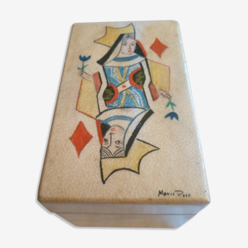 hand-painted wooden box signed marie rose