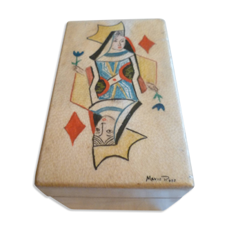 hand-painted wooden box signed marie rose