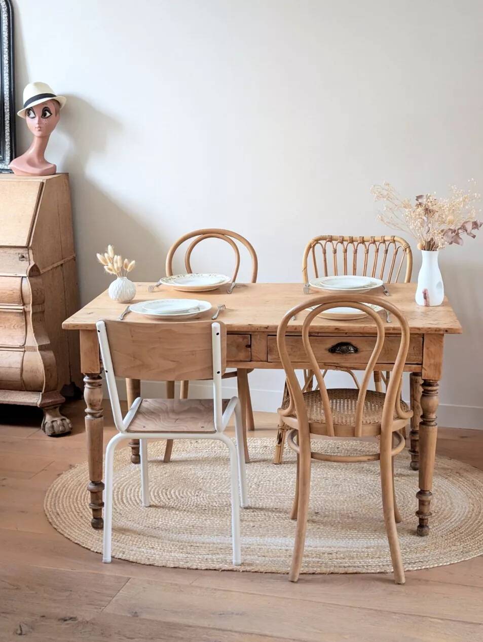 Renovated solid wood farmhouse table
