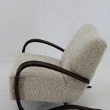 1930s Jindrich Halabala Thonet H-269 Armchair in Sheepskin, Restored