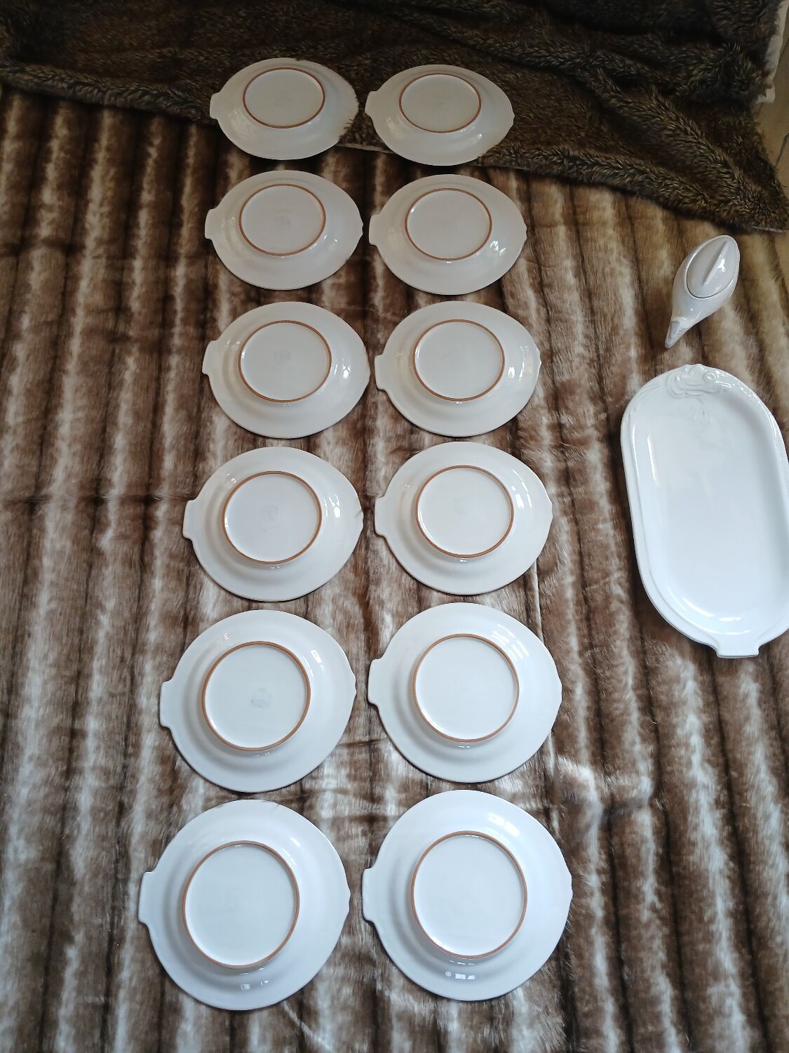 12 flat plates in earthenware/fish