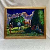 Old signed painting Oil on canvas dimensions: height -63cm- width -81 cm-