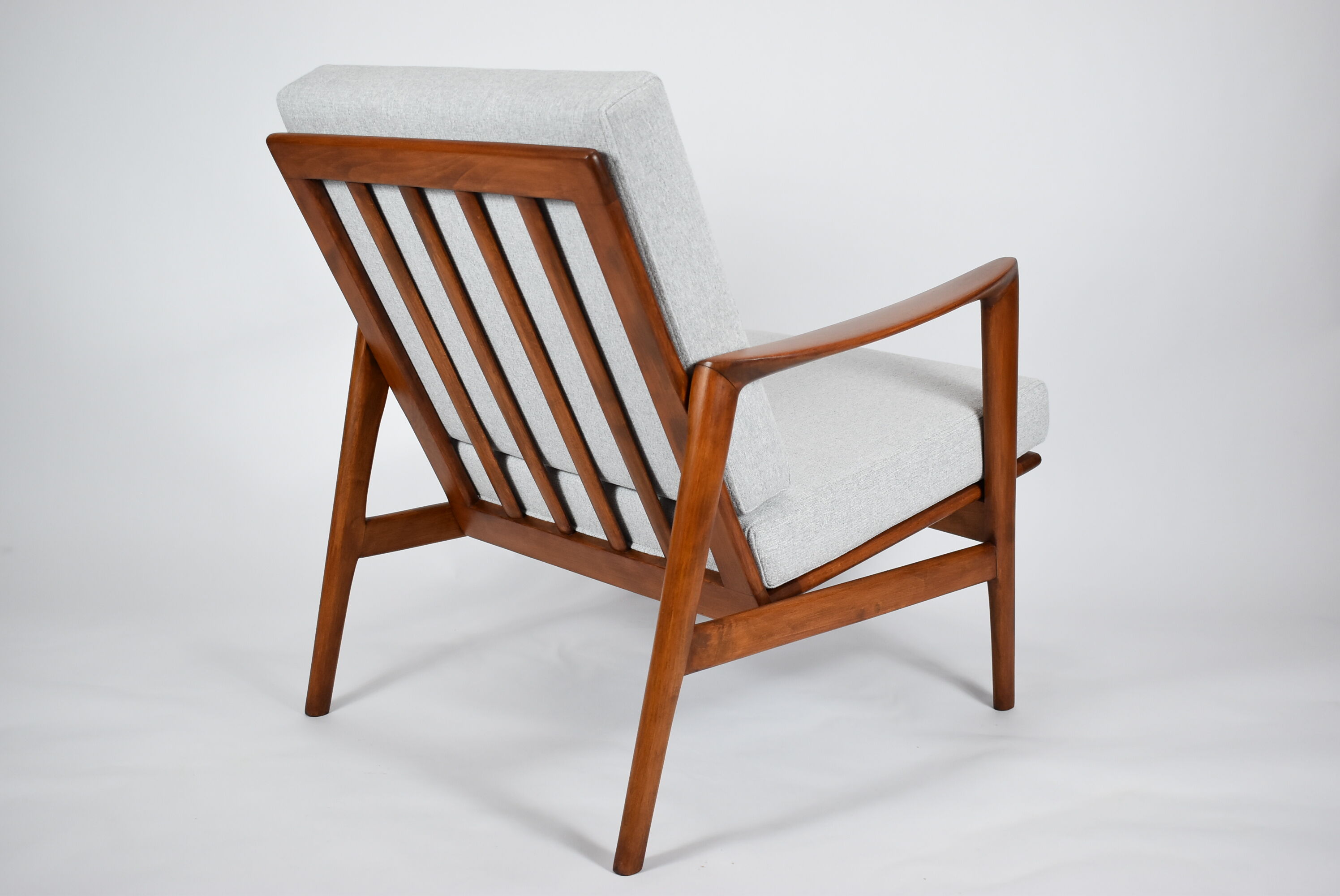 Scandinavian armchair Stefan, restored, 1960s, light grey, teak
