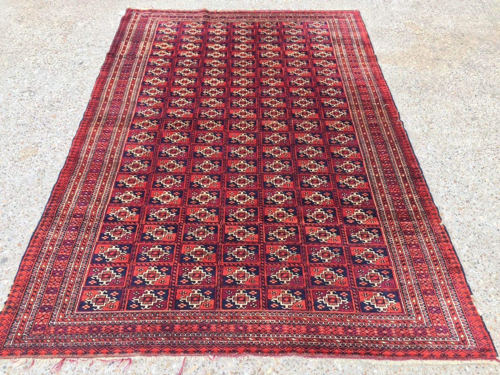 Antique traditional turkoman rug oriental hand made rug 184x124cm
