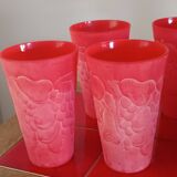 Cervé vintage red frosted glass orangeade set with fruit decoration