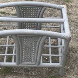 Bamboo and rattan magazine holder, vintage grey canning