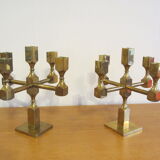 Pair of solid brass candlesticks by Lars Bergsten for Gusum