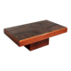 Brutalist Coffee Table with Copper Top and Wooden Base