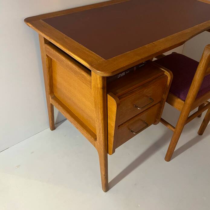 Solid oak and leather desk