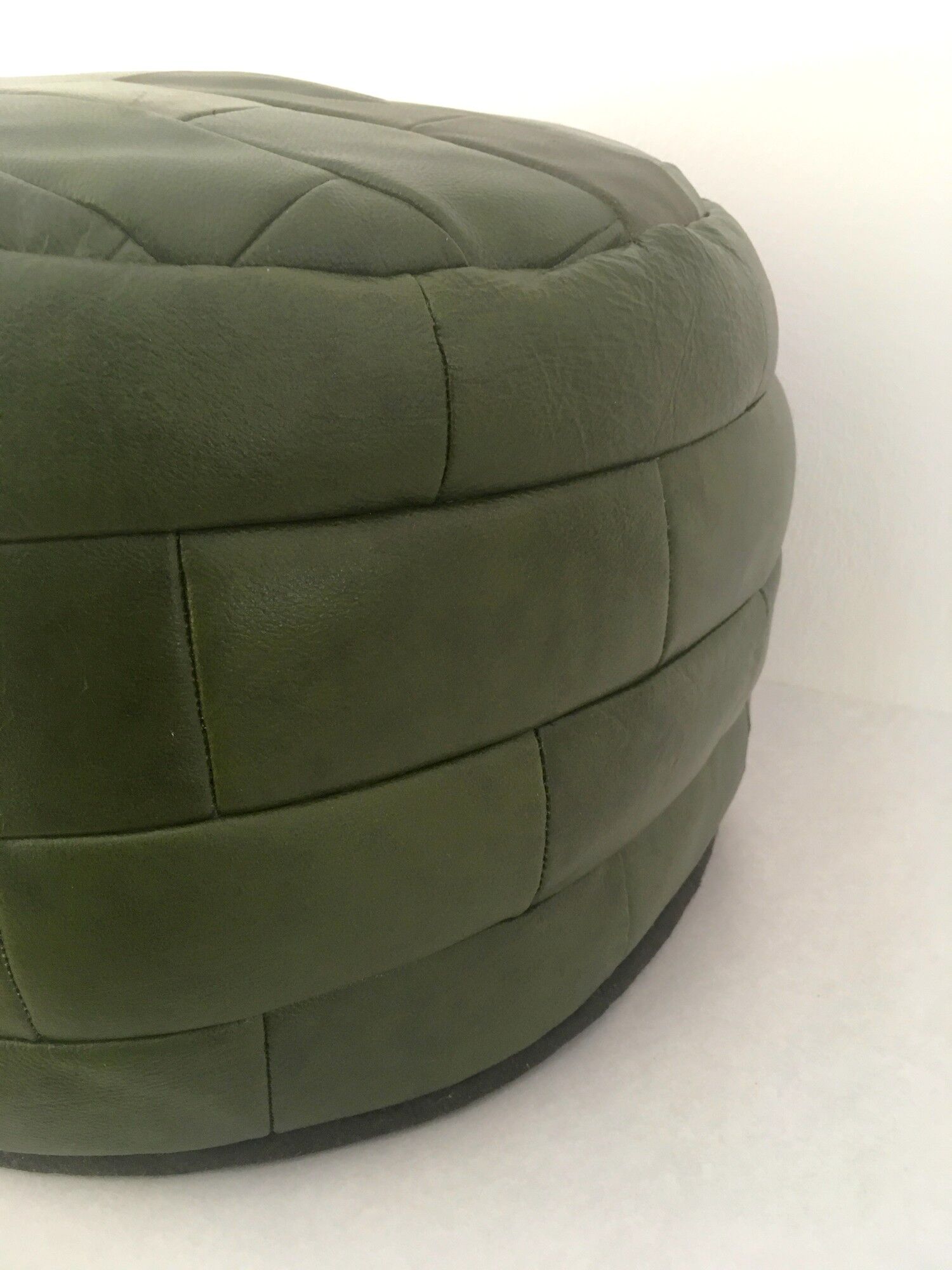 Vintage leather pouf patchwork 70s