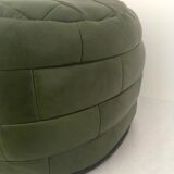 Vintage leather pouf patchwork 70s