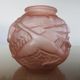Art Deco vase in pink moulded glass "bird motif" 40s