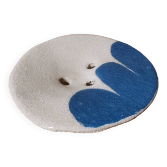 Handmade soap dish blue ceramic pattern