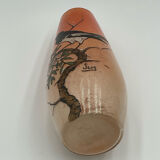 Enamelled decorative vase signed GEM
