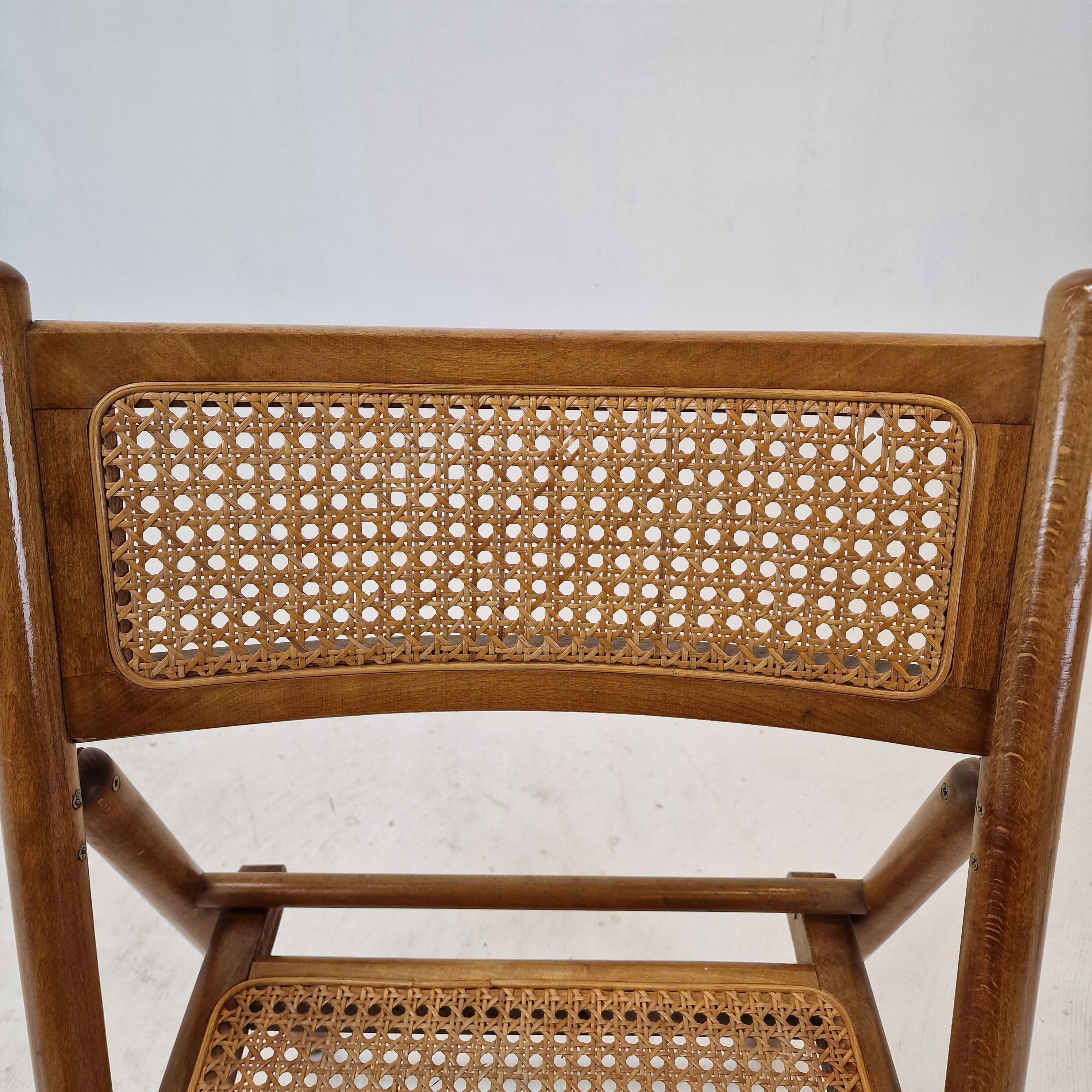 Ensemble de 2 chaises pliantes italiennes en osier, années 1980