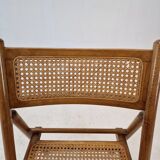 Set of 2 Italian Folding Chairs with Wicker, 1980's