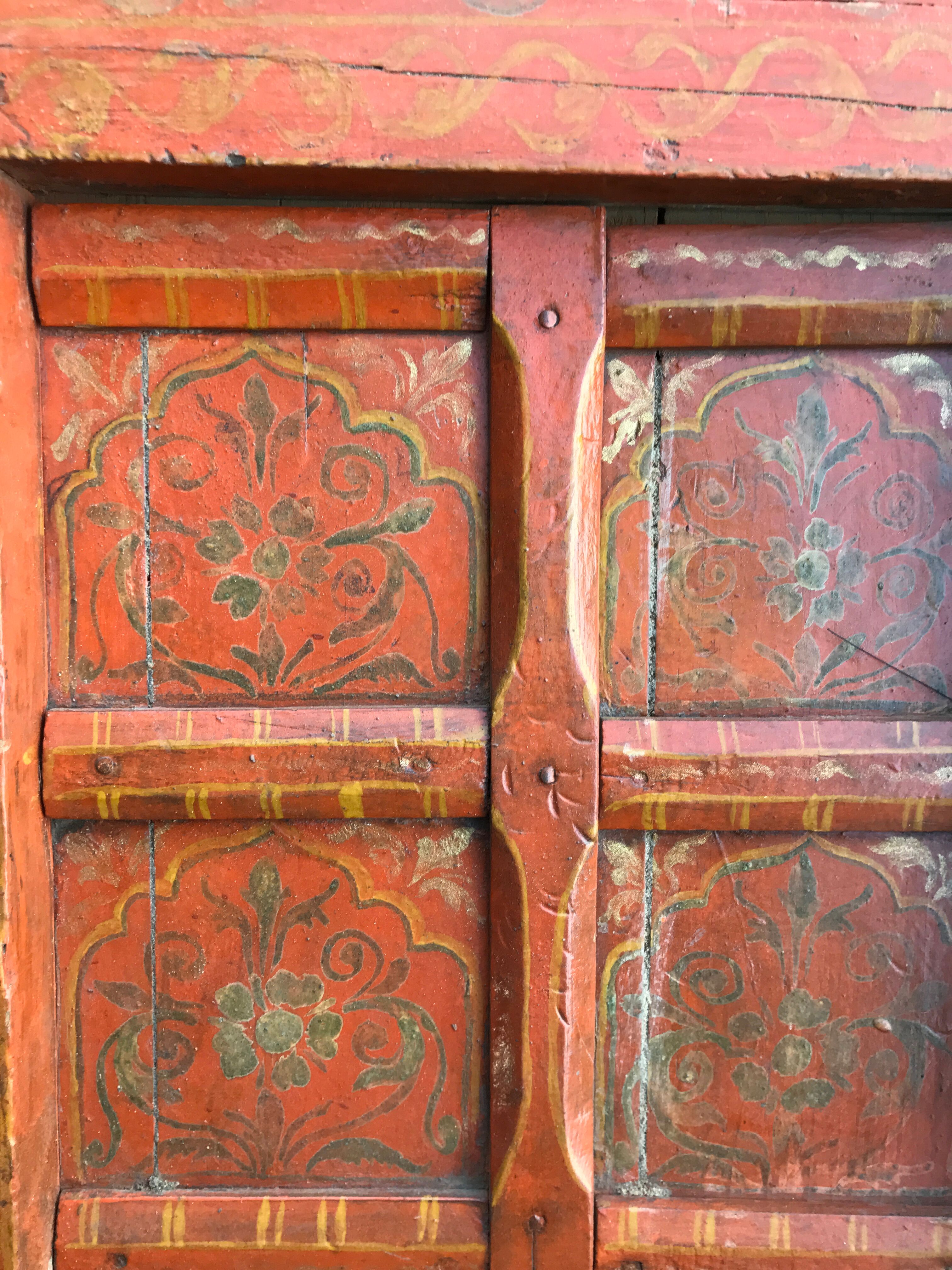 Fenêtre en bois orange, Inde, début XXème