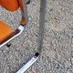 Pair of designer armchairs in orange fabrics and chrome tubes from the 70s