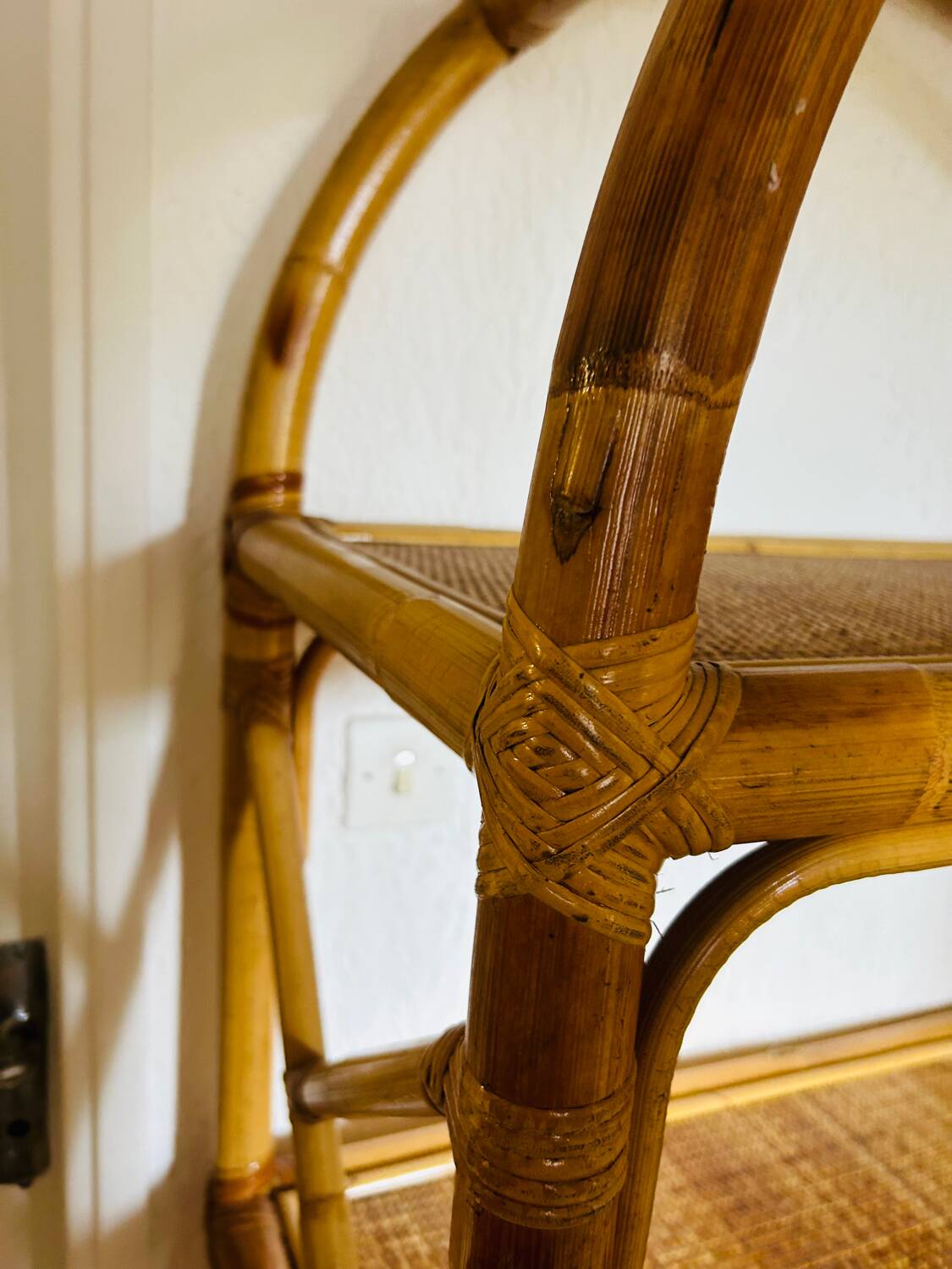 Vintage bamboo rattan shelf bookcase