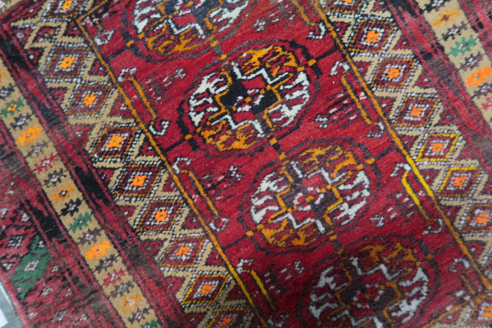 Handmade vintage Afghan Ersari mat 46cm x 50cm 1960s