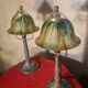 pair of bronze bedside lamps 38x18 art nouveau style, electrical working