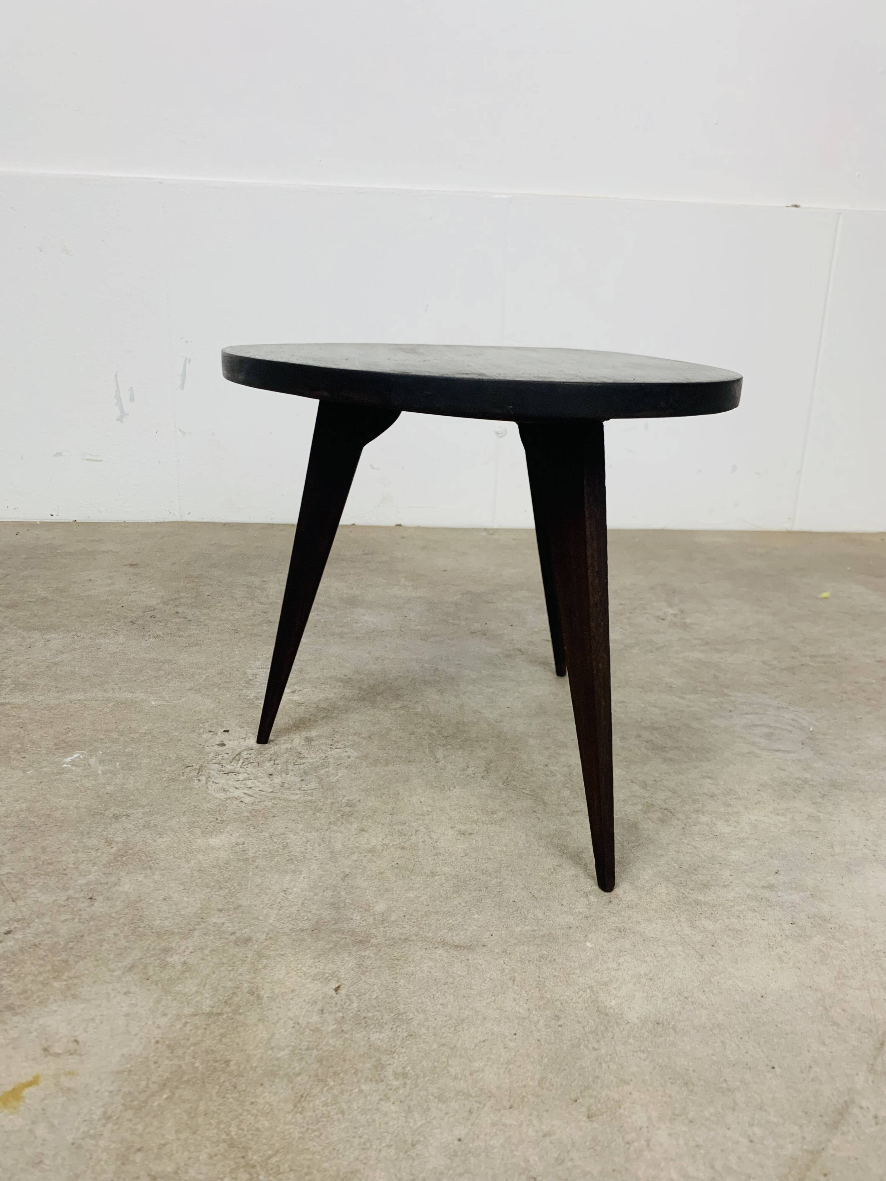 Tripod plant stand with compass feet, wood, 1950s