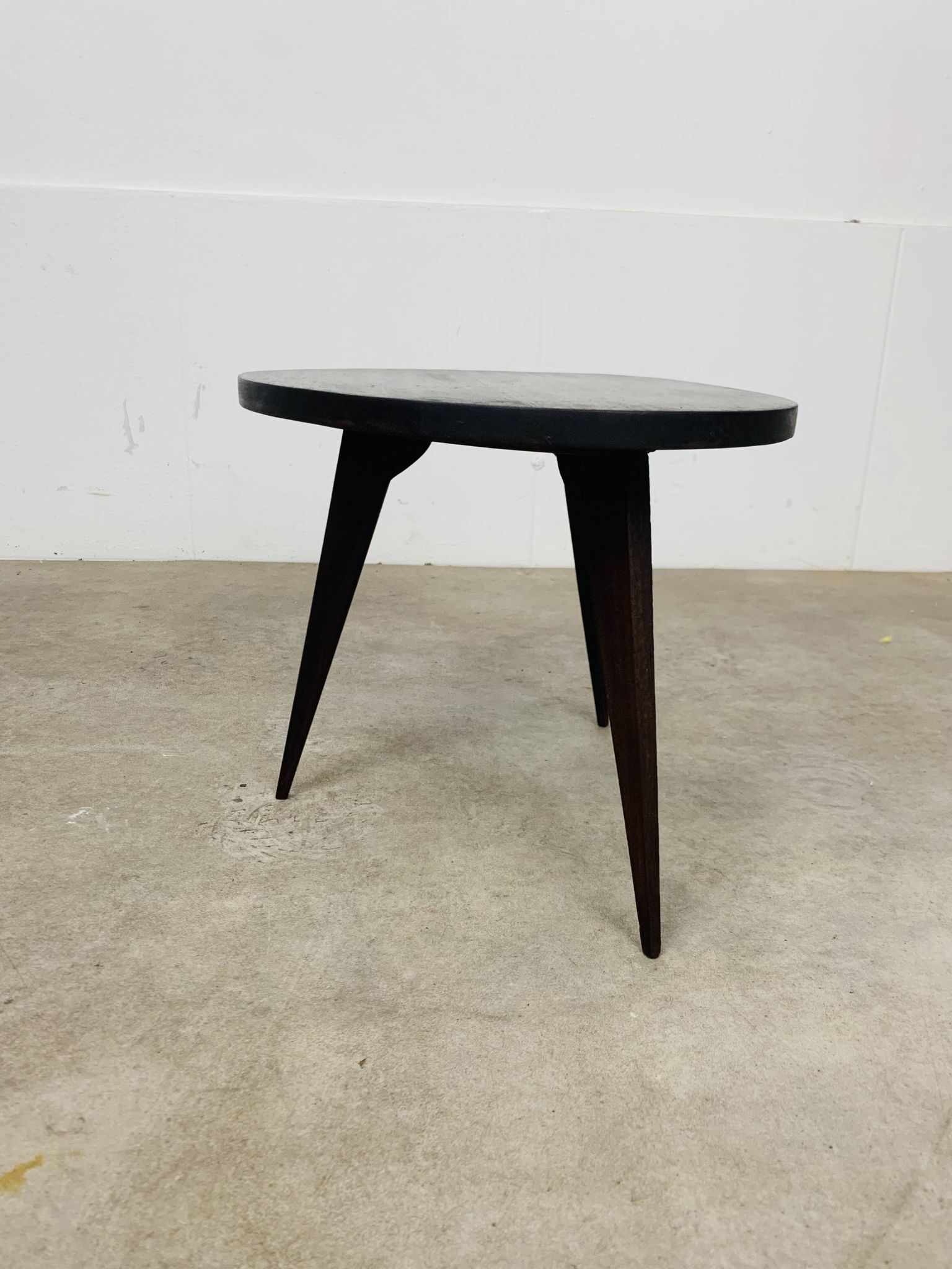 Tripod plant stand with compass feet, wood, 1950s
