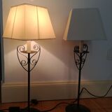 Pair of metal lamps with lampshade