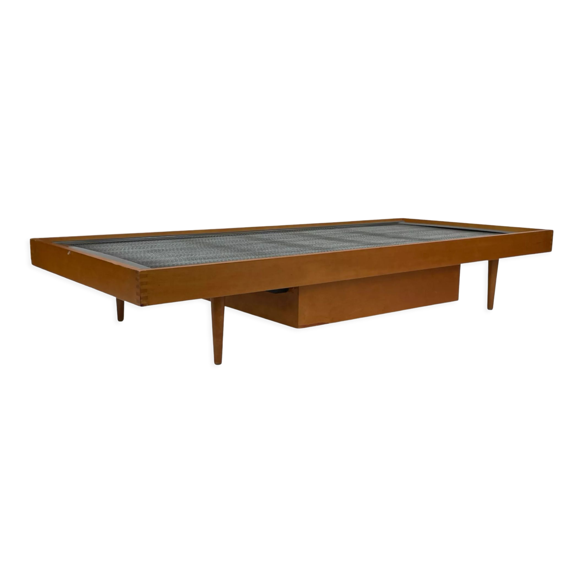 Vintage daybed 1960s minimalist design with drawer in wood