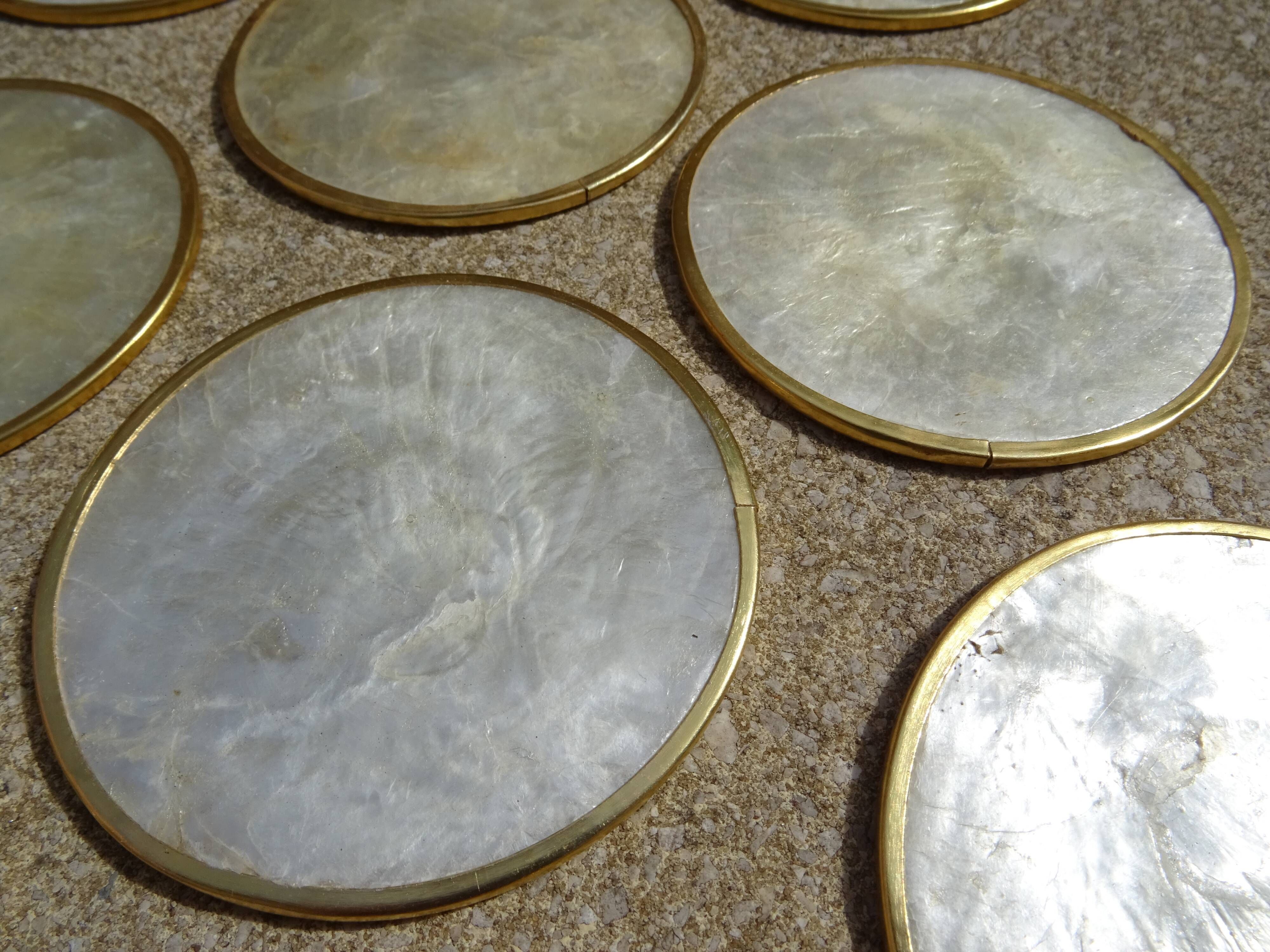 Series of 12 vintage mother-of-pearl coasters