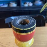 Polychrome turned wooden candlesticks