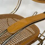 Vintage brass curved wooden rocking chair