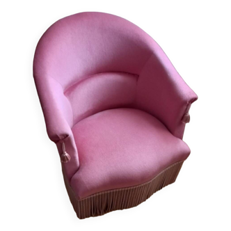 Fauteuil crapaud en velours rose