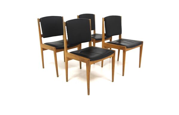 Set de 4 chaises scandinave en chêne, Karl Erik Ekselius, JOC, Suède, 1960