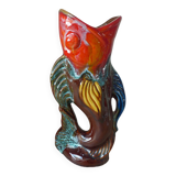 Vintage Vallauris Style Colorful Ceramic Fish Shaped Pitcher