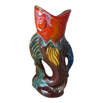 Pichet en Forme de Poisson en Céramique Coloré Vintage Style Vallauris