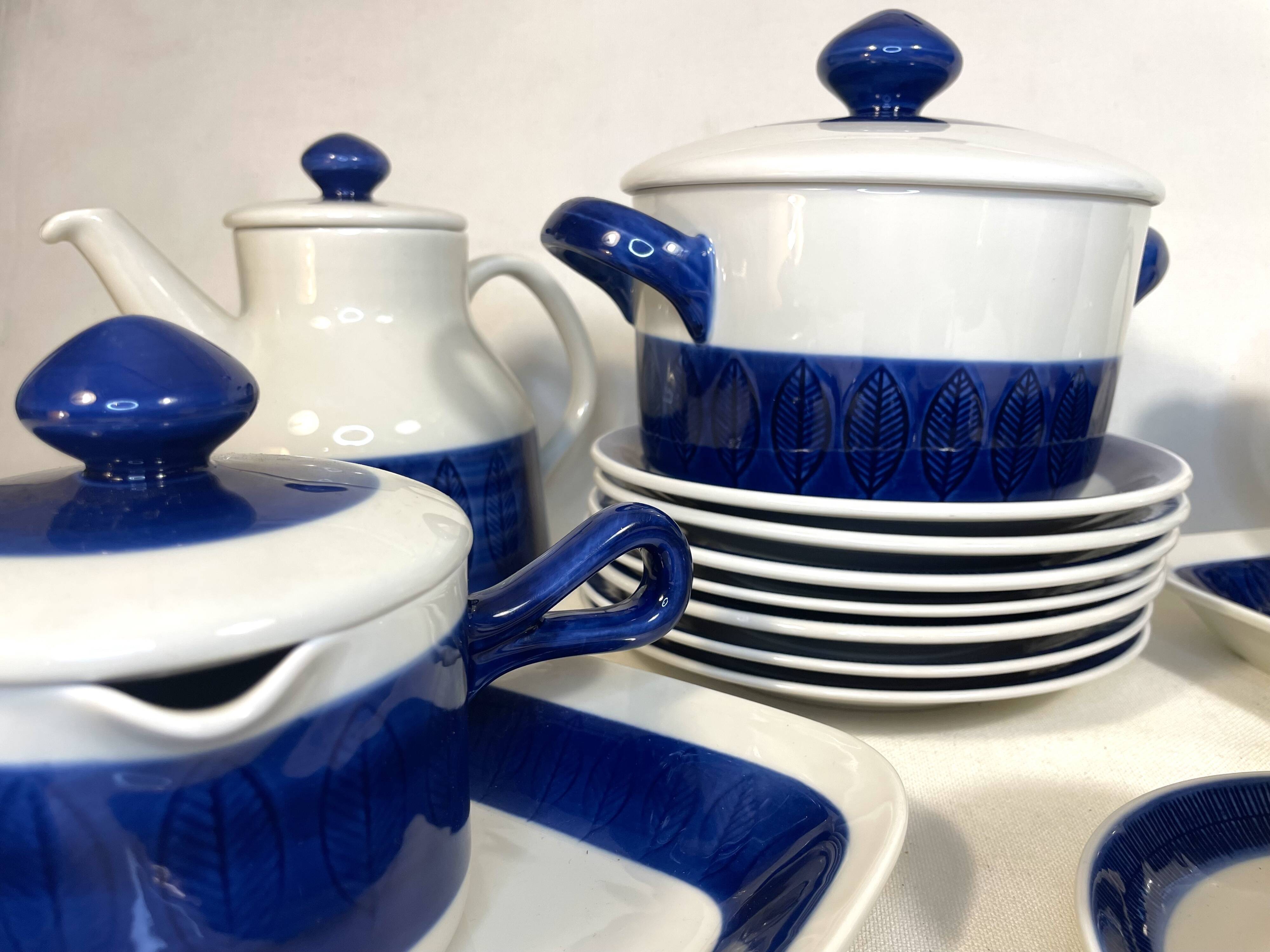Design tableware service by Hertha Bengtson for Rörstrand, Sweden, in glazed stoneware.