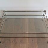 Large coffee table in plexiglass and chrome with a double glass top.