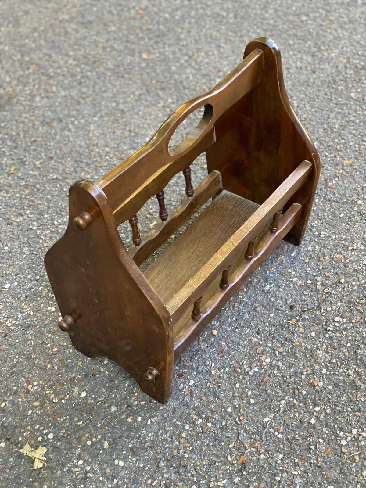 Magazine rack document holder in solid wood dark oak satin 45cm