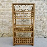 Folding shelf in wood and raffia