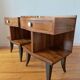 Pair of Art Deco bedside tables with flame veining, 1930s.