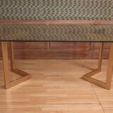Designer table with golden base