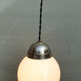 Art Deco opaline ball suspension with porcelain fastener