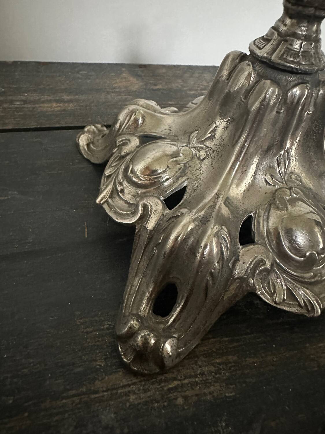 Silver metal candle holder